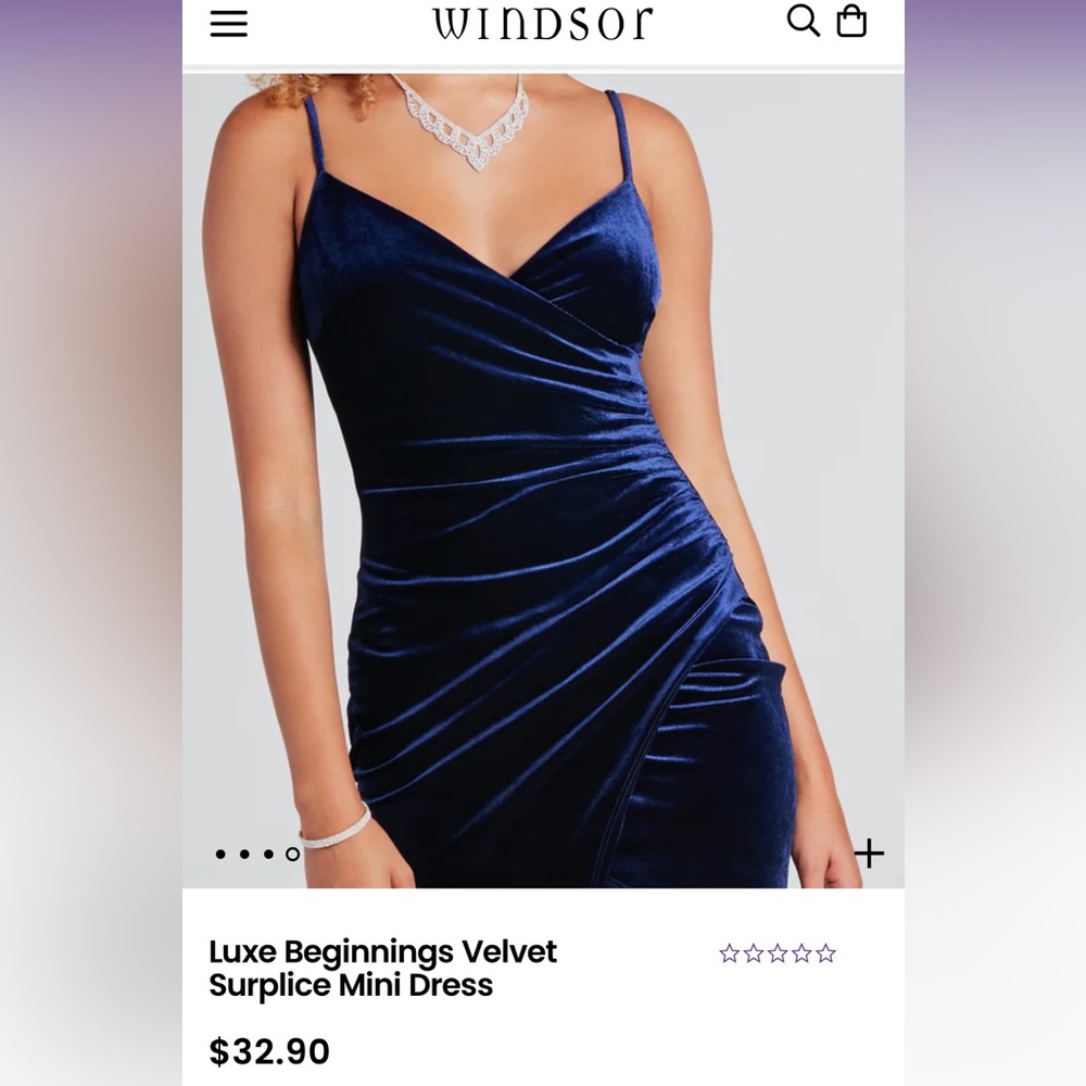 Windsor Velvet Blue Mini dress Size XS